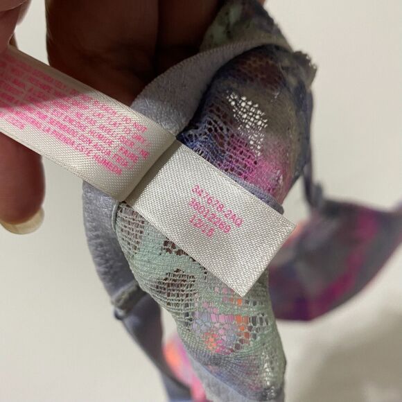 Victoria’s Secret PINK Pushup Bra Bralette Pastel Tropical Lace S (AA-C) - Picture 6 of 6
